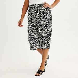 Croft & Barrow Black and white Midi Skirt, Rayon